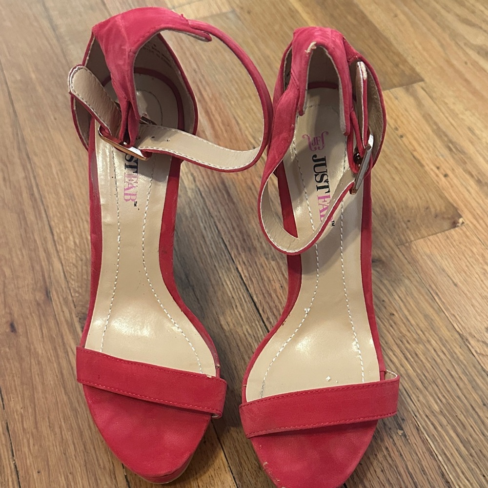 JustFab Bold Red Heels - Size 6